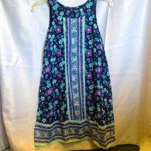 Wonder Nation Beautiful Blue, Teal, Purple and White Paisley Floral Dress, 10/12